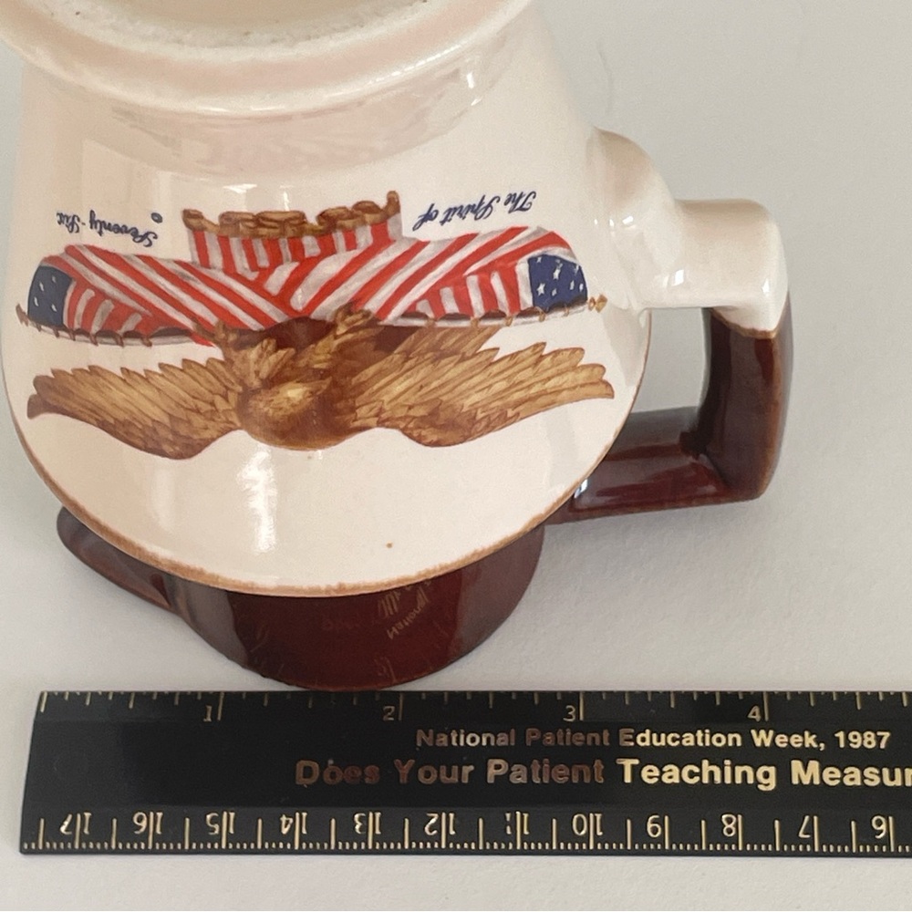 Vintage McCoy Pottery 335 Patriotic Pitcher 5” Eagle American Flag USA - Picture 12 of 13